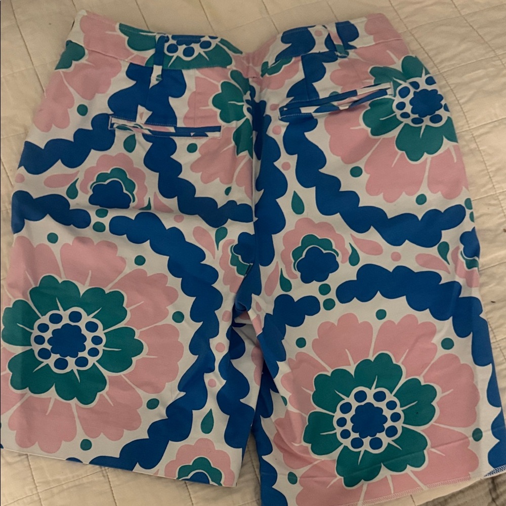Boden Pink, Blue & Teal Floral Bermuda Shorts - Picture 2 of 3